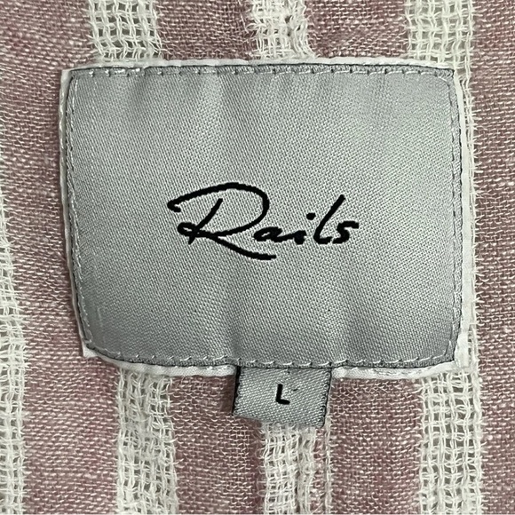 Rails Sloane Rose Stripe Tie-front Top Linen Blend Women’s Size Large - Picture 2 of 10